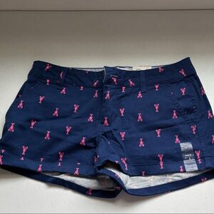 Kohls SO Juniors Navy Shorts with Pink lobsters Embroidery